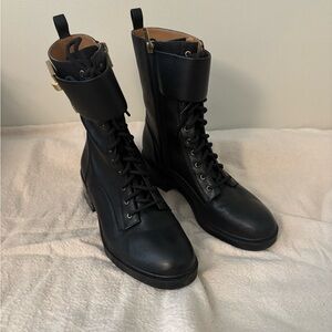 Calvin Klein Black Leather Combat Boots